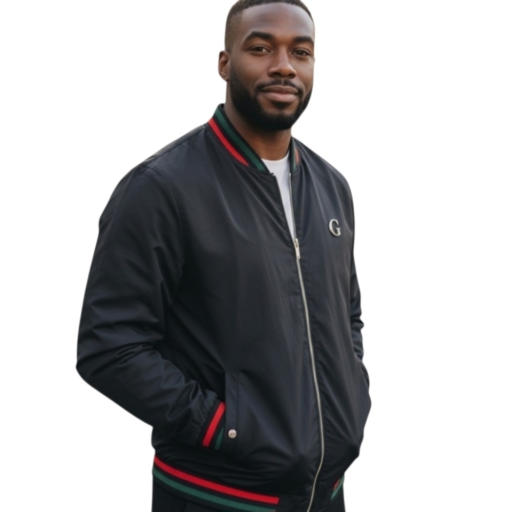 Men Unbranded Lightweight Full-Zip Long-Sleeves Black Windbreaker Jacket Large
